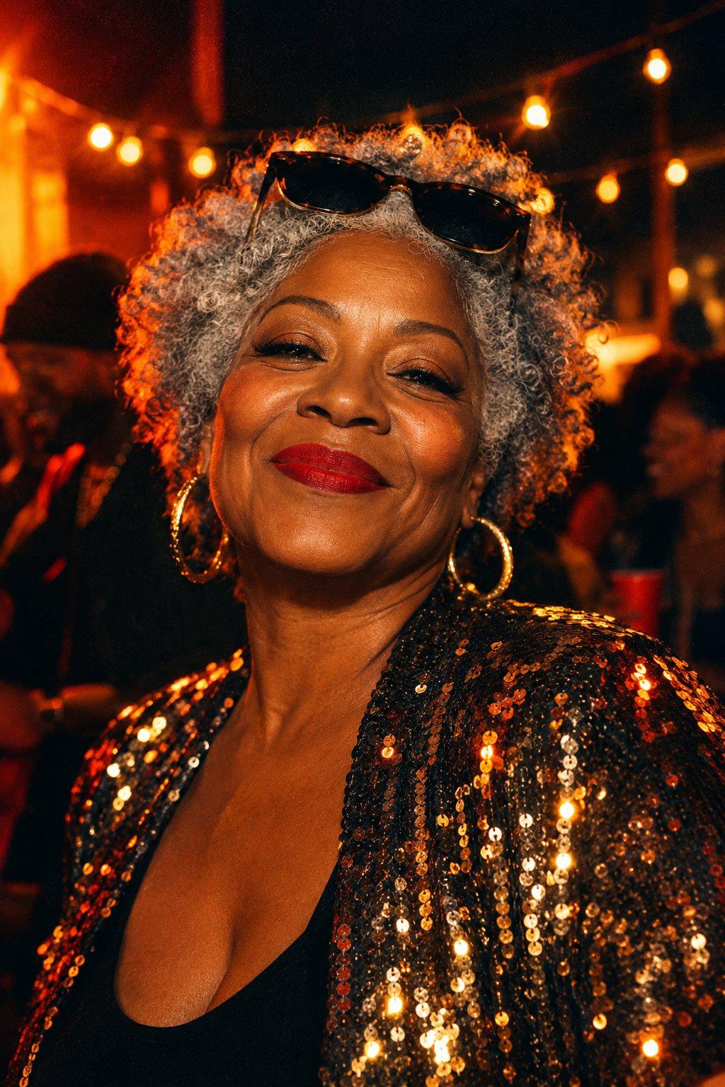 Smiling woman at a party